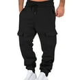thumbnail image 1 of Yusimy Men's Straight Leg Pants Solid Fleece-Lined Elastic Waist Drawstring Thermal Knee Warm Casual, 1 of 8