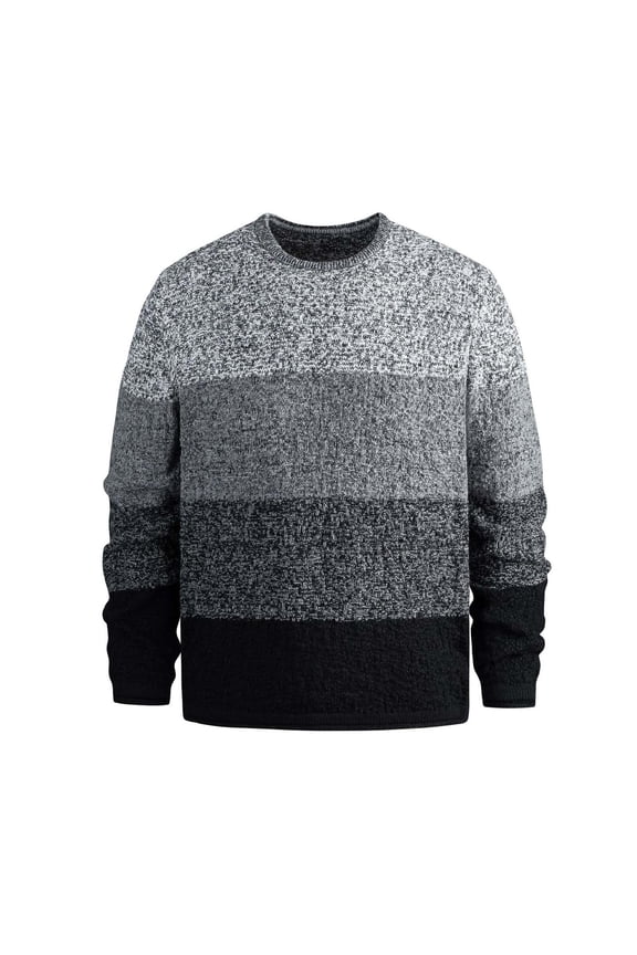 Men's Striped Knit Crew Neck Sweater - Loose Fit Soft Pullover for All Seasons, Versatile Casual Style Daily Commute & Weekend Outings