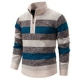thumbnail image 1 of Yusimy Men's Striped Knit Sweater Loose Fit Casual Round Neck Pullover Urban Street Style, 1 of 6