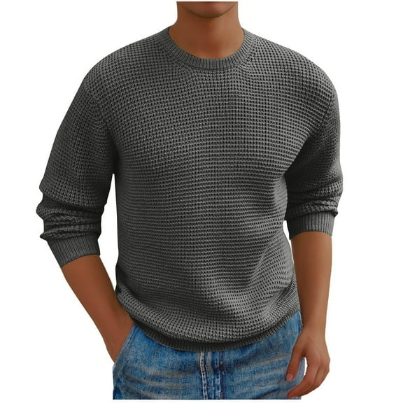 Yusimy Men's Striped Knit Sweater Loose Fit Round Neck Casual Pullover Versatile Urban Streetwear