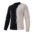 thumbnail image 1 of Yusimy Men's Striped Knit Sweater Oversized Comfort Round Neck Casual Pullover Urban Style, 1 of 5