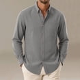 thumbnail image 1 of Yusimy Men's Striped Long Sleeve Shirt, Chest Pocket Turn-Down Collar, Classic Casual Fashion Top for Daily Office Wear, 1 of 6