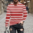 thumbnail image 1 of Yusimy Men's Striped Print Long Sleeve Round Neck Pullover T-Shirt Casual Style, 1 of 5