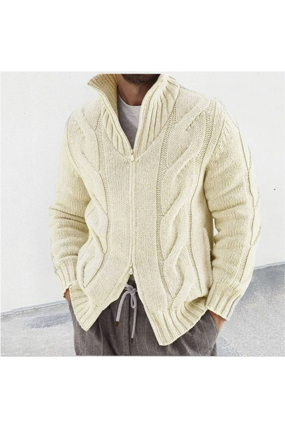 Men's Striped Pullover Sweater Oversized Knit Round Neck Casual Urban Style
