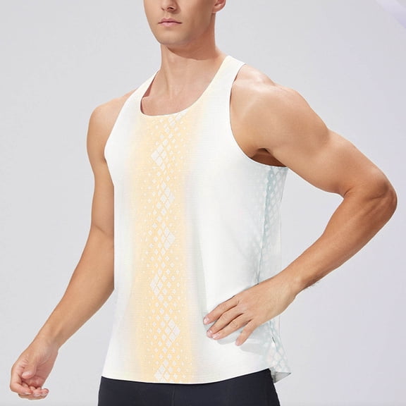 Yusimy Men's Summer Fitness Vest Breathable Quick-Dry Round Neck Casual Sporty Style for Running Training Gym Workout