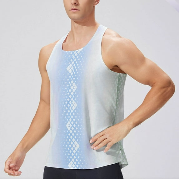 Yusimy Men's Summer Fitness Vest Breathable Quick-Dry Round Neck Casual Sporty Style for Running Training Gym Workout