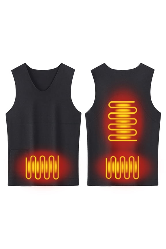Men's Thermal Vest High Elasticity Fitted Round Neck Pullover Heated with Pockets USB Charging Casual Tech-Enhanced Style