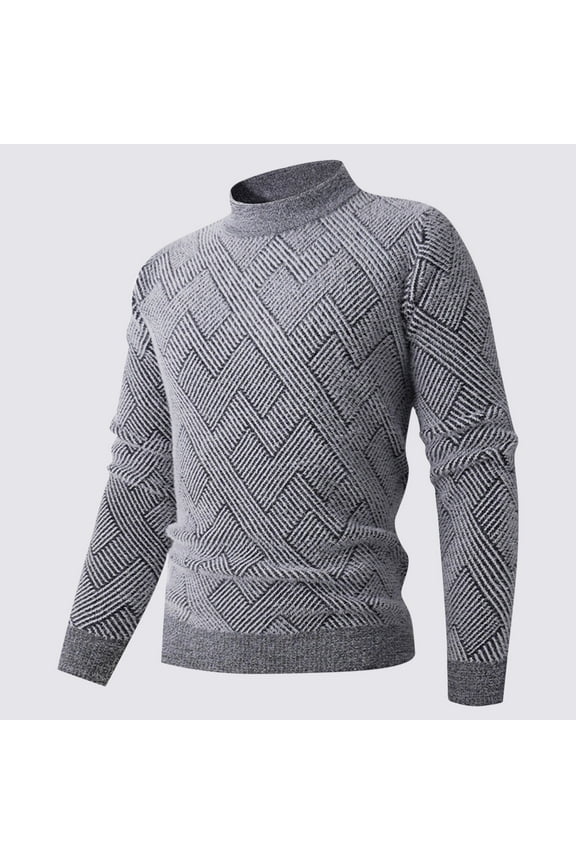 Men's Thickened Warm Round Neck Pullover Sweater Long Sleeve Casual Knit Top Fashion
