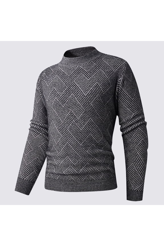 Men's Thickened Warm Round Neck Pullover Sweater Long Sleeve Casual Knit Top Fashion