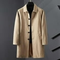 thumbnail image 1 of Yusimy Men's Trench Coat Slim Fit Double Breasted Wool Blend Mid-Length Solid Color Versatile Outerwear, 1 of 7