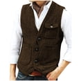 thumbnail image 1 of Yusimy Men's Vest Solid Color Sleeveless V-Neck Single-Breasted Multi-Pocket Vest Casual Layering Style, 1 of 7