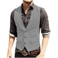 thumbnail image 1 of Yusimy Men's Vest Solid Color Sleeveless V-Neck Single-Breasted Multi-Pocket Vest Casual Layering Style, 1 of 7