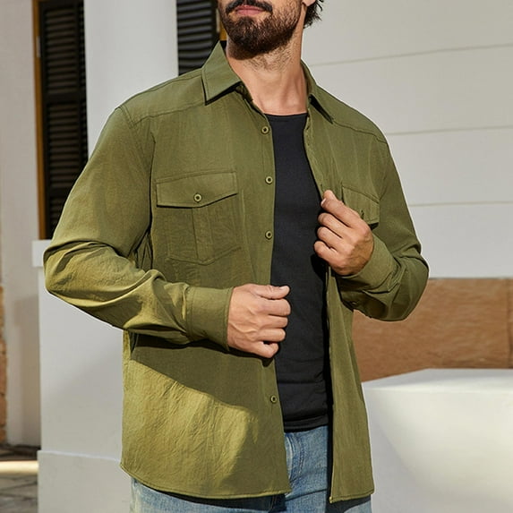 Yusimy Men's Vintage Checkered Button-Down Shirt with Button Pocket Long Sleeve Casual Style