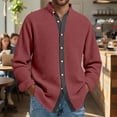 thumbnail image 1 of Yusimy Men's Waffle Knit Long Sleeve Shirt Button-Down Collar Front-Closure Fashionable Casual Shirt, 1 of 6