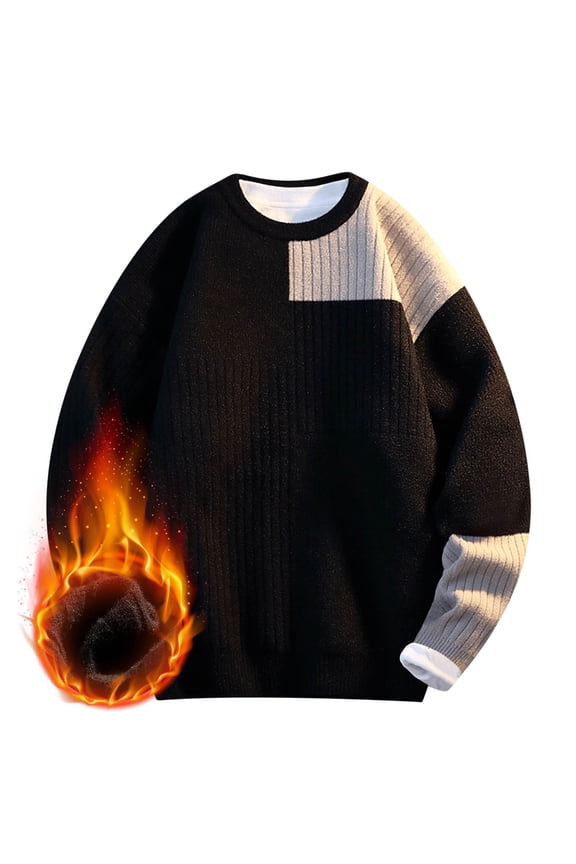 Men's Warm Casual Knit Sweater - Solid Color Round Neck Pullover, Long Sleeve, Soft Wool-Blend Fabric for Coziness, Autumn Winter Daily Commute & Indoor Leisure Wear