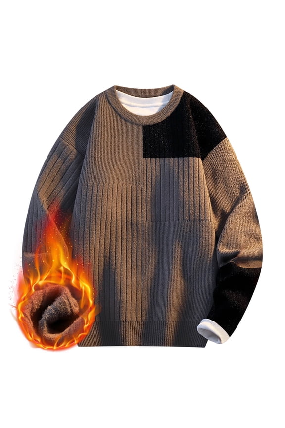 Men's Warm Casual Knit Sweater - Solid Color Round Neck Pullover, Long Sleeve, Soft Wool-Blend Fabric for Coziness, Autumn Winter Daily Commute & Indoor Leisure Wear