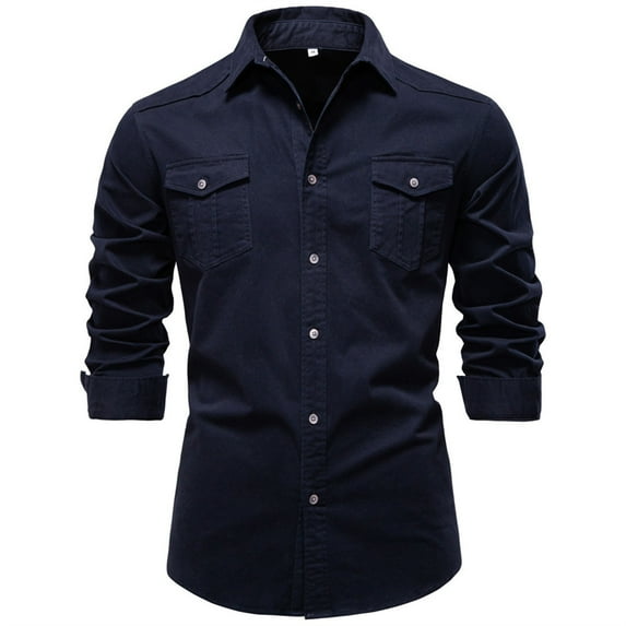 Yusimy Men's Western Cowboy Style Button-Down Collar Pocket Color-Block Long Sleeve Shirt Jacket Casual Vintage Style