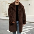 thumbnail image 1 of Yusimy Men's Winter Faux Fur Jacket Long Sleeve Solid Color Turn-Down Collar Warm Coat No Hood Casual Outwear, 1 of 7