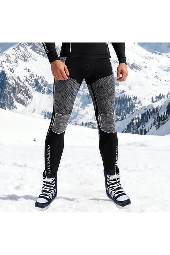 Men's Winter Ski Compression Pants - Quick-Dry Thermal Base Layer for Cycling Hiking Sports