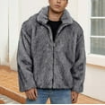 thumbnail image 1 of Yusimy Men's Winter Stand Collar Thermal Coat Faux Fur Long Sleeve Jacket Solid Color Casual Winter Style, 1 of 8