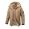 thumbnail image 1 of Yusimy Men's Work Jacket Solid Color Long Sleeve Hooded Fleece-Lined Thickened Warm Utility Style, 1 of 3