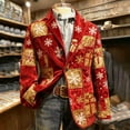 thumbnail image 1 of Yusimy Mens Chirstmas Corduroy Blazer Front Open Button Long Sleeve Slim Fit Blazer Jacket with Pockets Ugly Chirstmas Outfit, 1 of 3