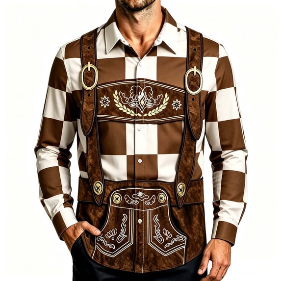 Yusimy Mens Oktoberfest Graphic Tee,Long Sleeve Funny Print Shirt,Festive Party Pullover for Holiday Celebrations,Fun Costume Top for Beer Festival