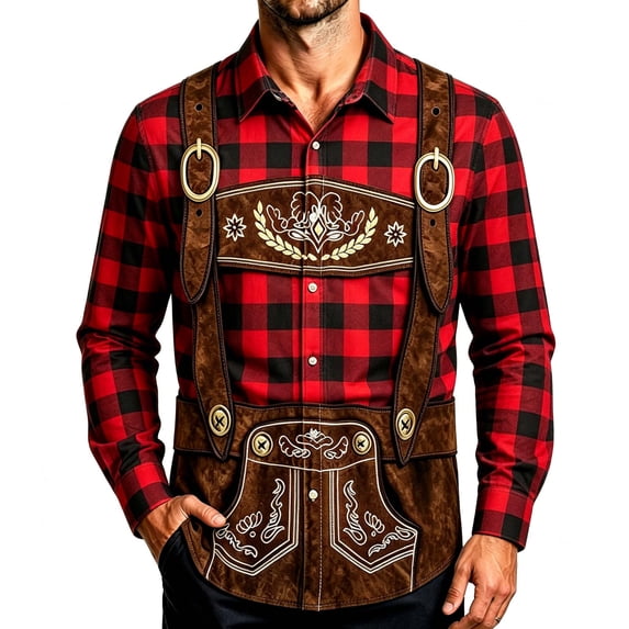 Yusimy Mens Oktoberfest Graphic Tee,Long Sleeve Funny Print Shirt,Festive Party Pullover for Holiday Celebrations,Fun Costume Top for Beer Festival