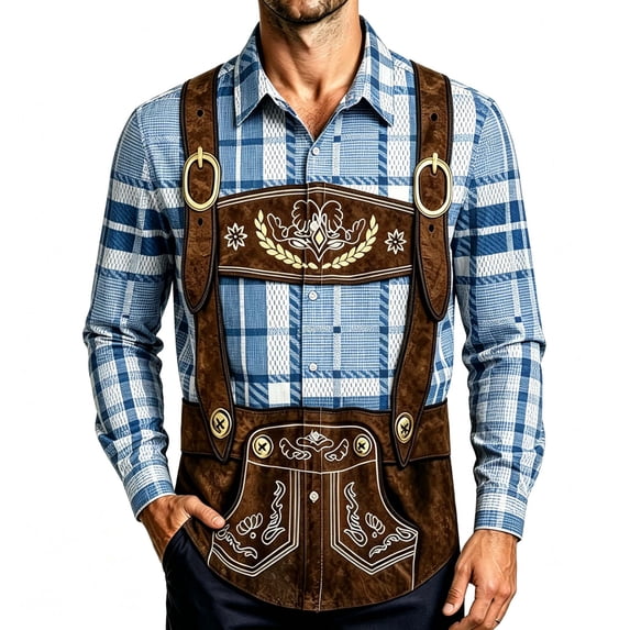 Yusimy Mens Oktoberfest Graphic Tee,Long Sleeve Funny Print Shirt,Festive Party Pullover for Holiday Celebrations,Fun Costume Top for Beer Festival