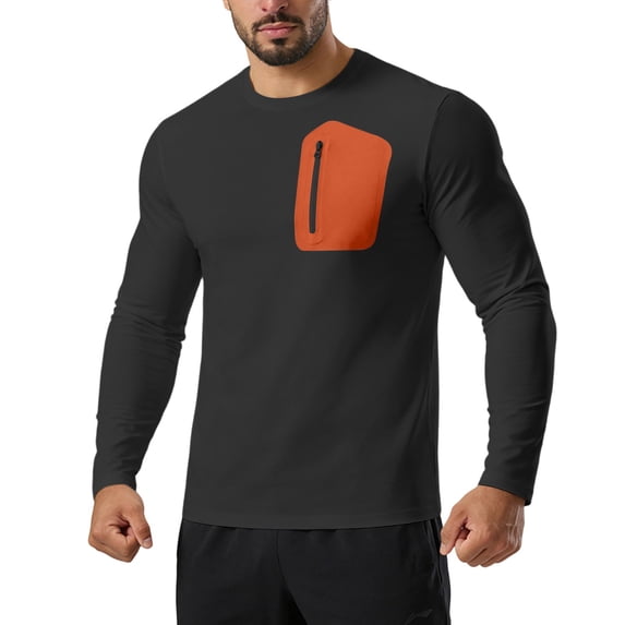 Yusimy Mens Quick-Dry Long Sleeve Tee,Crew Neck Moisture-Wicking Top,Breathable Athletic Training Shirt,for Running Commuting and Daily Fitness