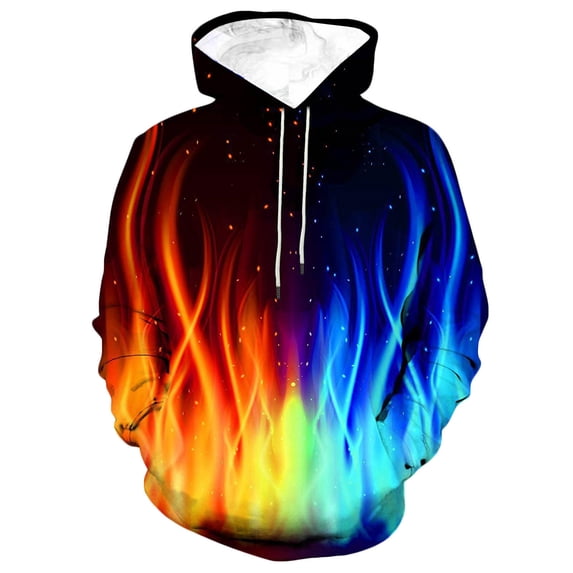 Yusimy Mens Round Neck Color Block 3D Unpositioned Digital Printed Athletic Hoodie Long Sleeve Pullover