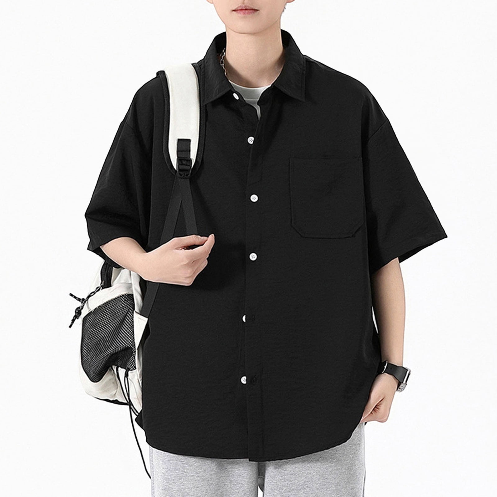 knee length dresses for ladies COTTON SILK LOAN LOOSE-FIT OPEN COLLAR SHIRT
