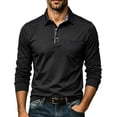 thumbnail image 1 of Yusimy Mens Spread Collar Long Sleeve Shirt Contrast Placket Button Pullover Classic Casual Golf Tennis Active Daily Wear, 1 of 6