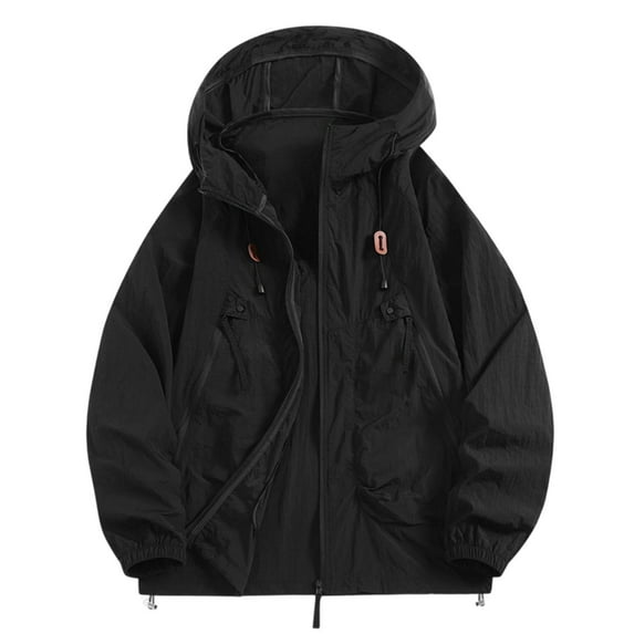 Yusimy Unisex Summer Fishing Jacket UV-Protective Windbreaker Color-Block Sport Coat with Zippered Pockets Lightweight Breathable Outdoor Sporty Style