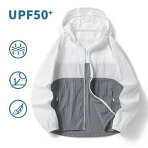 Yusimy Unisex Summer Fishing Jacket UV-Protective Windbreaker Color-Block Sport Coat with Zippered Pockets Lightweight Breathable Outdoor Sporty Style