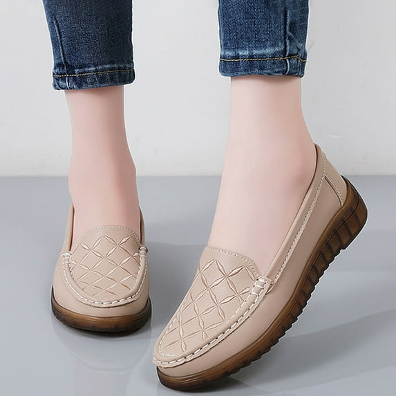 Yusimy Women's Fashionable Casual Comfortable Slip-On Shoes - Breathable Round Toe Flat Sole Pure Color Minimalist Style for Everyday Wear