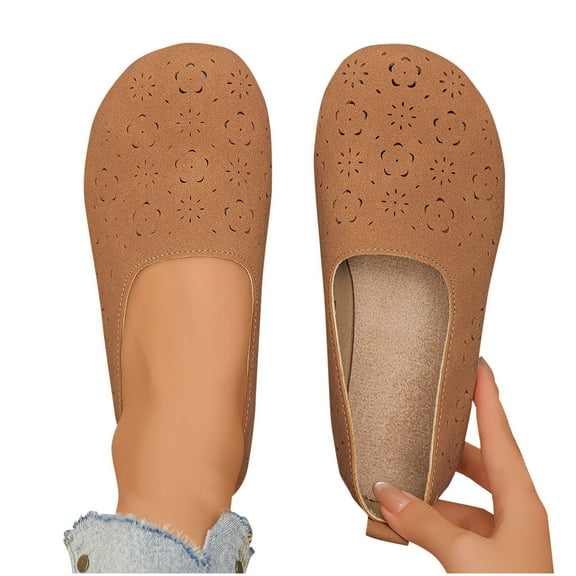 Yusimy Women's Fashionable Casual Loafers - Hollow Out Low-Cut Vintage Soft Sole Breathable Slip-On Lazy Shoes Driving Flats with Retro Minimalist Style for Everyday Wear