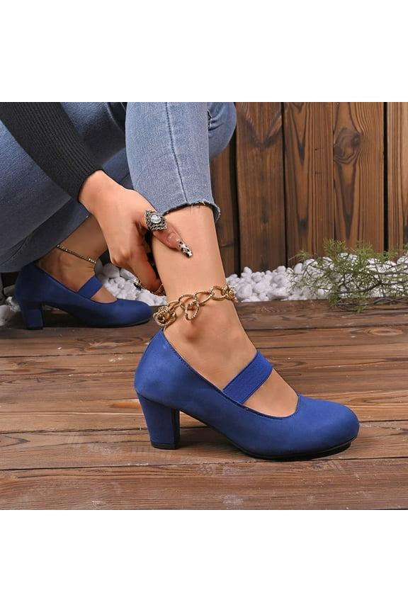 Women's Fashionable Casual Retro Mary Jane Shoes - Chunky Heel Round Toe Single Strap Mid Heel Vintage-Inspired Versatile Design for Everyday Wear