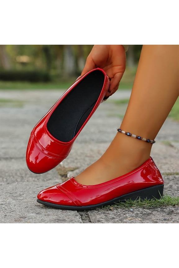 Women's Fashionable Casual Slip-On Bean Shoes - Round Toe Shallow Cut Solid Color Low Heel Comfortable Shoes with Elegant Casual Style for Everyday Comfort