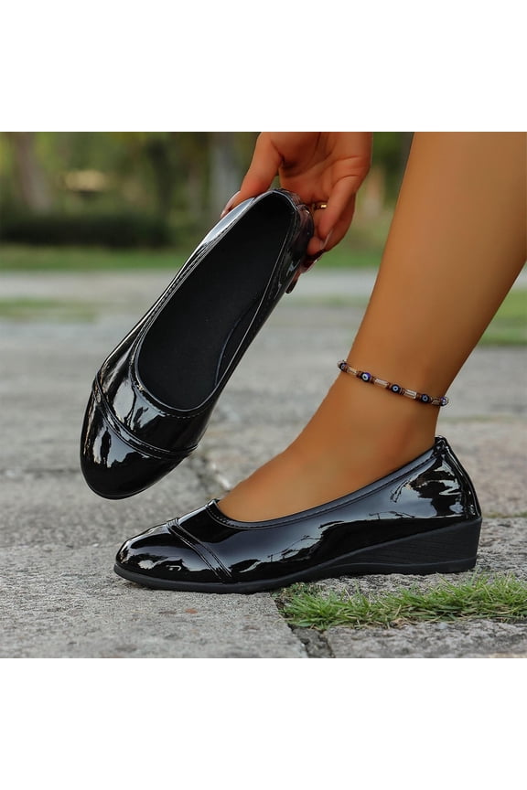 Women's Fashionable Casual Slip-On Bean Shoes - Round Toe Shallow Cut Solid Color Low Heel Comfortable Shoes with Elegant Casual Style for Everyday Comfort