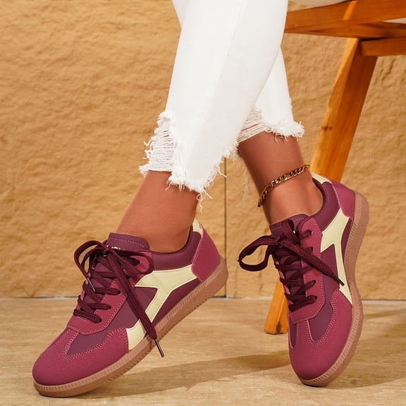 Yusimy Women's Fashionable Casual Soft-Sole Sneakers - Round Toe Flat Low-Cut Retro German Training Shoes for Everyday Wear