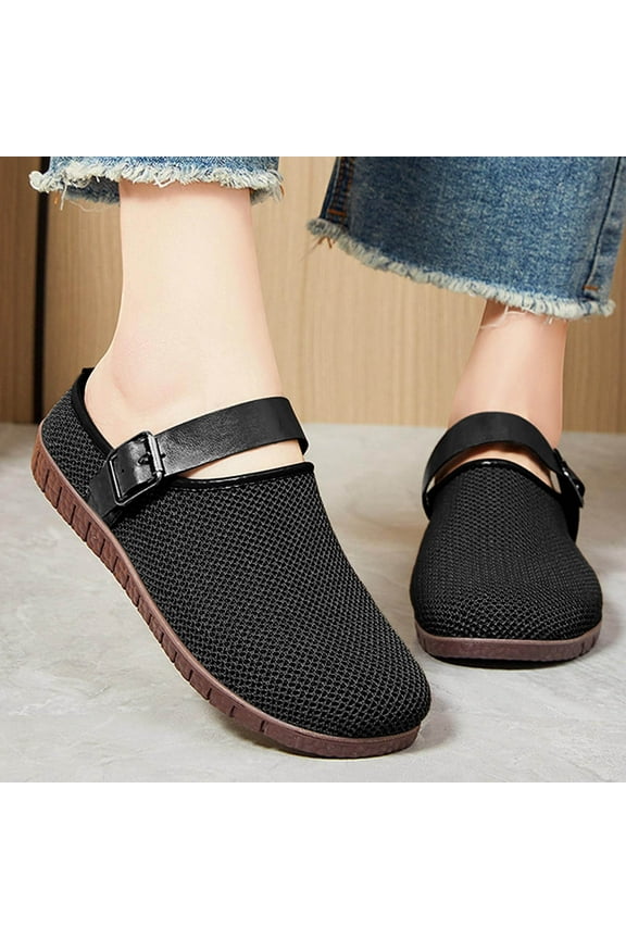 Women's Fashionable Casual Spring Summer Fly Knit Slippers - Breathable Comfort Round Toe Closed-Toe Slip-On Low-Cut Flat Sole Solid Color Minimalist Design for Daily Wear