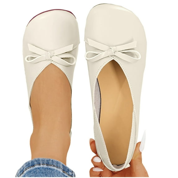 Yusimy Women's New Casual Slip-On Shoes - Round Toe Flat Sole Low-Cut with Bowknot Two-Wear Solid Color Minimalist Style for Everyday Outfits