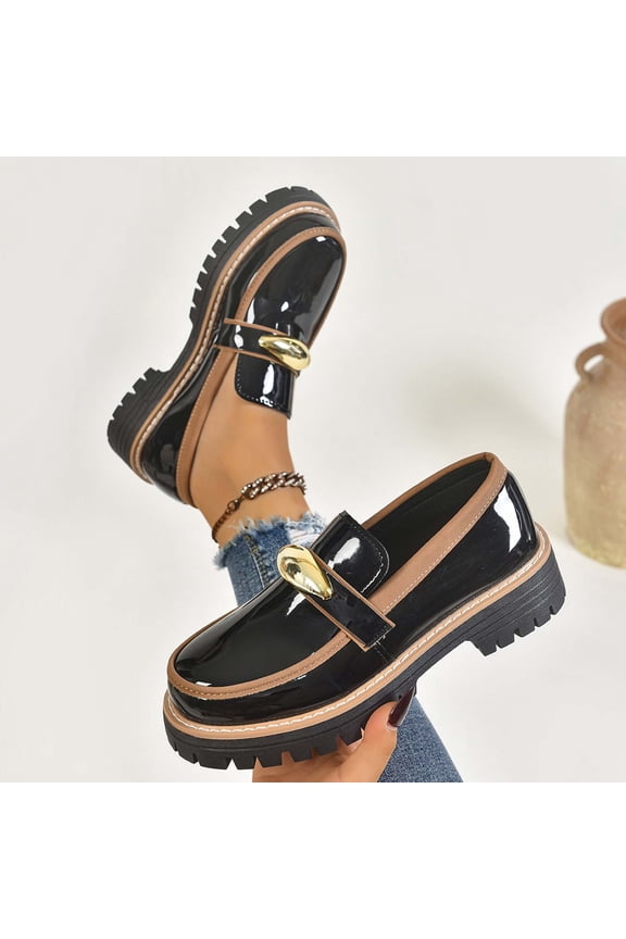 Women's Retro Oxford Shoes - Round Toe Lace-Up Chunky Heel Low-Cut Brogue Style with Wide Sizes for Vintage British Look