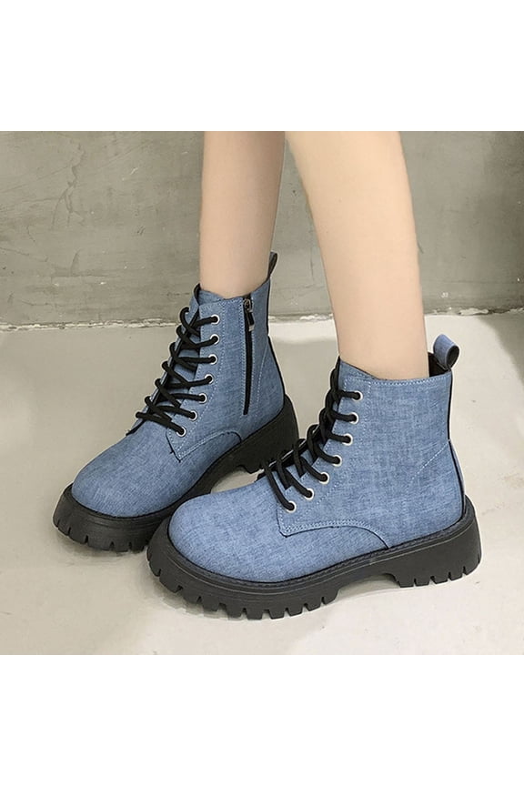 Women's Sweet and Edgy Autumn British-Inspired Thick Sole Vintage Ankle Martin Boots - Retro Flat Chunky Sole Chelsea Boots for Casual Stylish Outfits