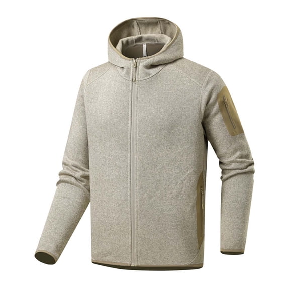 Yusimy Men's Fleece Zipper Jacket High Elasticity Zippered Pockets Stand Collar Thermal Windproof Sport Running Outerwear Athletic Style