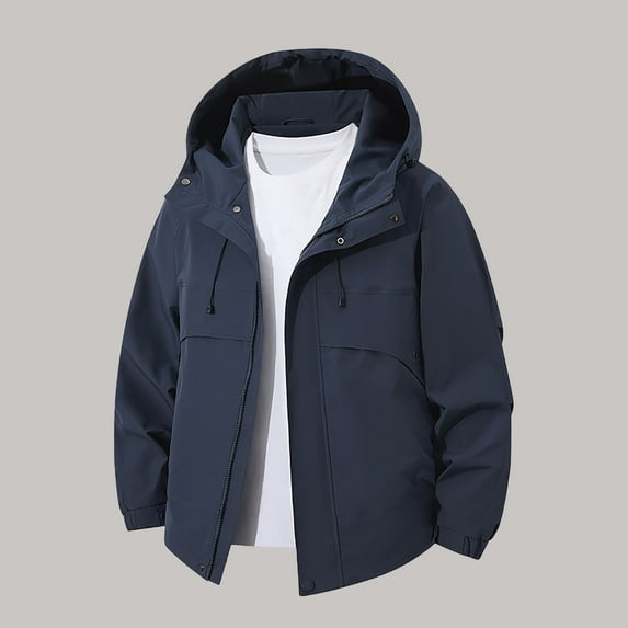 Yusimy Men's Hooded Sweatshirt Solid & Contrast Color Full-Zip Casual Streetwear Outerwear Urban Sporty Style