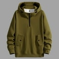 thumbnail image 1 of Yusimy Men's Solid Color Hooded Sweatshirt Half-Zip Pullover with Contrast Panels Streetwear Casual, 1 of 6