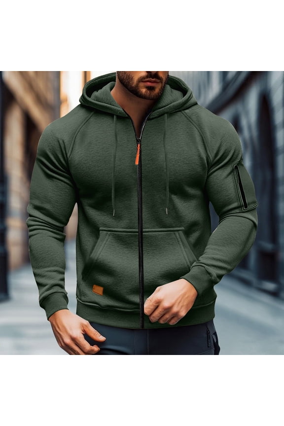 Men's Workwear Jacket Multi-Pocket Full-Zip Ragged Sporty Utility Hooded Casual Streetwear Outdoor Activewear Coat