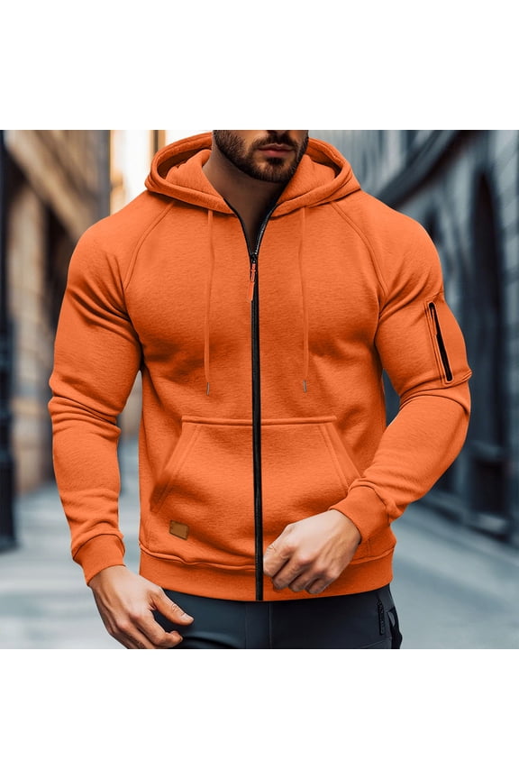 Men's Workwear Jacket Multi-Pocket Full-Zip Ragged Sporty Utility Hooded Casual Streetwear Outdoor Activewear Coat